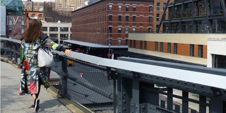 GRIDS reversible raincoat takes a walk on the High Line